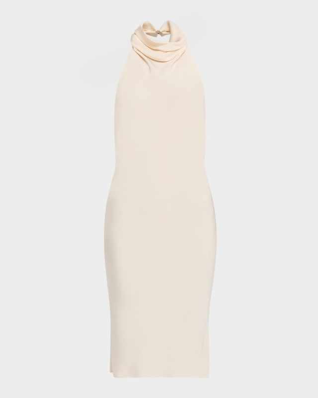 Cowl Halter Silk Sable Backless Cocktail Dress